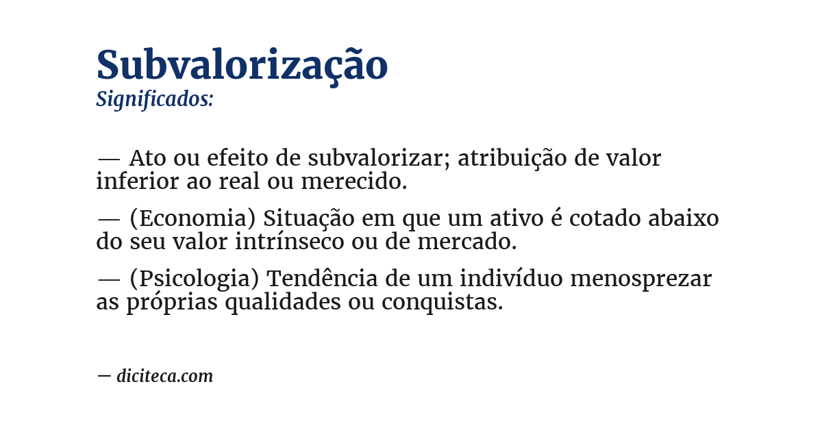 Significado de subvalorização