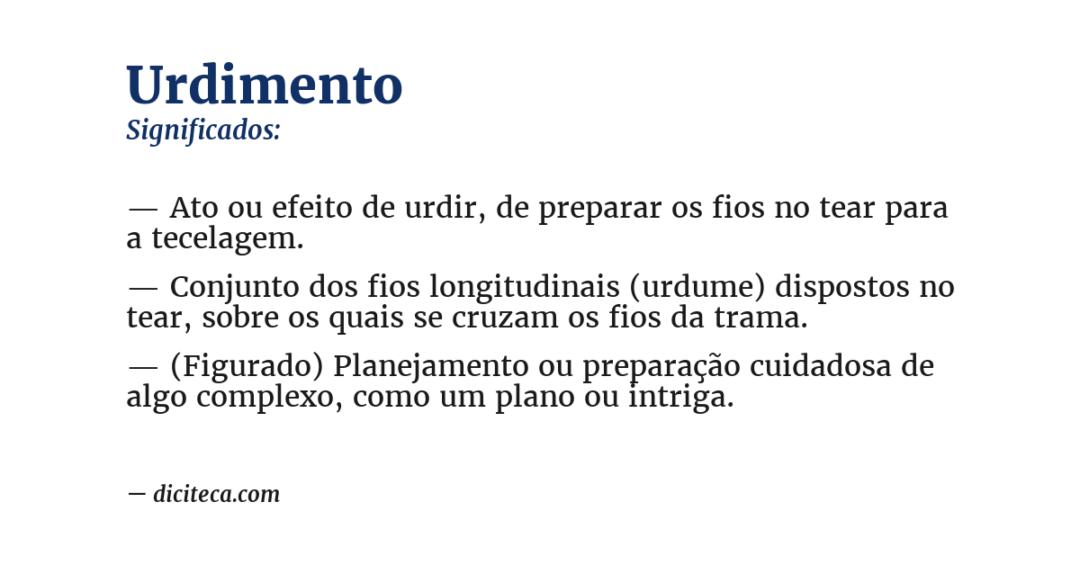 Significado de urdimento