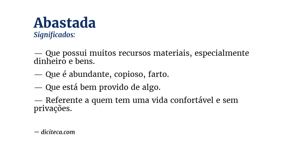 Significado de abastada
