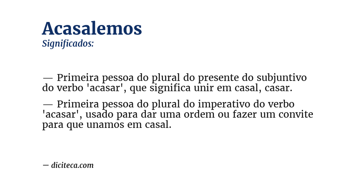 Significado de acasalemos