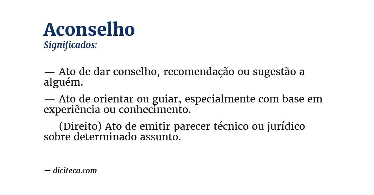 Significado de aconselho
