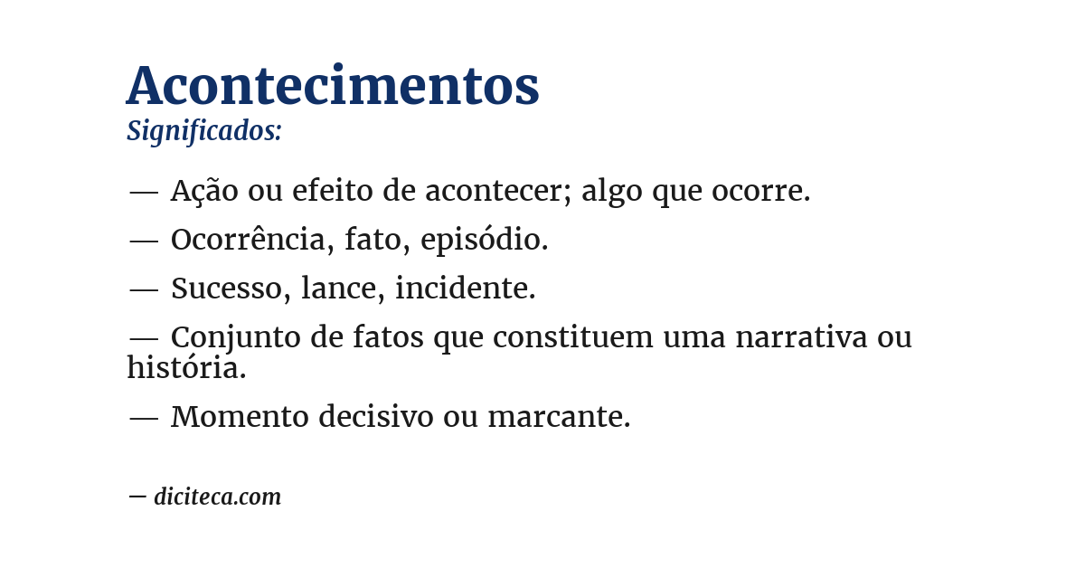 Significado de acontecimentos