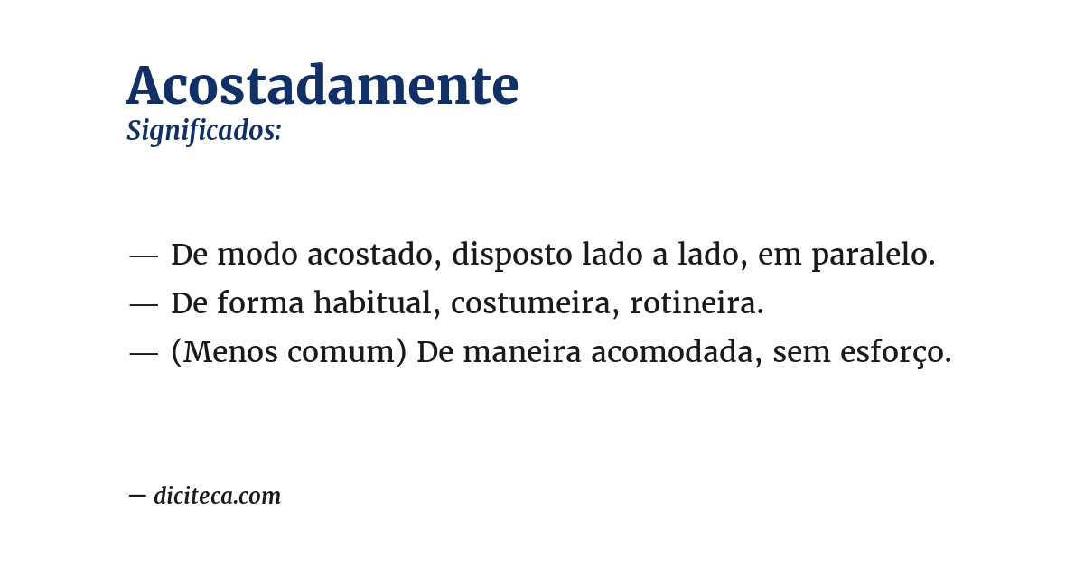 Significado de acostadamente