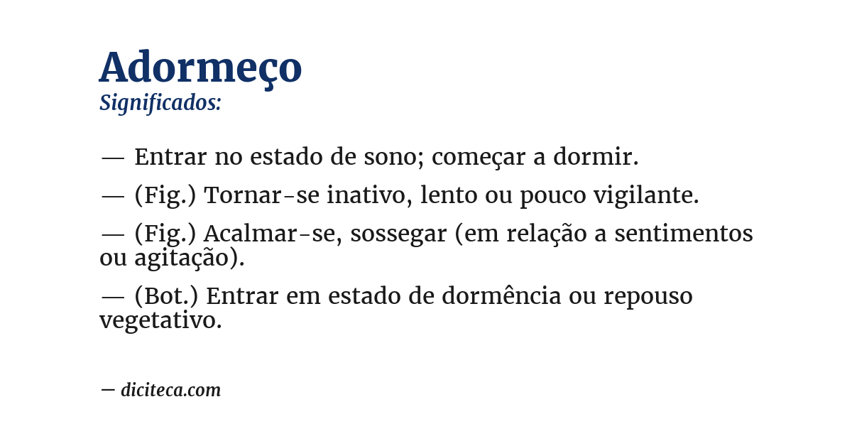 Significado de adormeço
