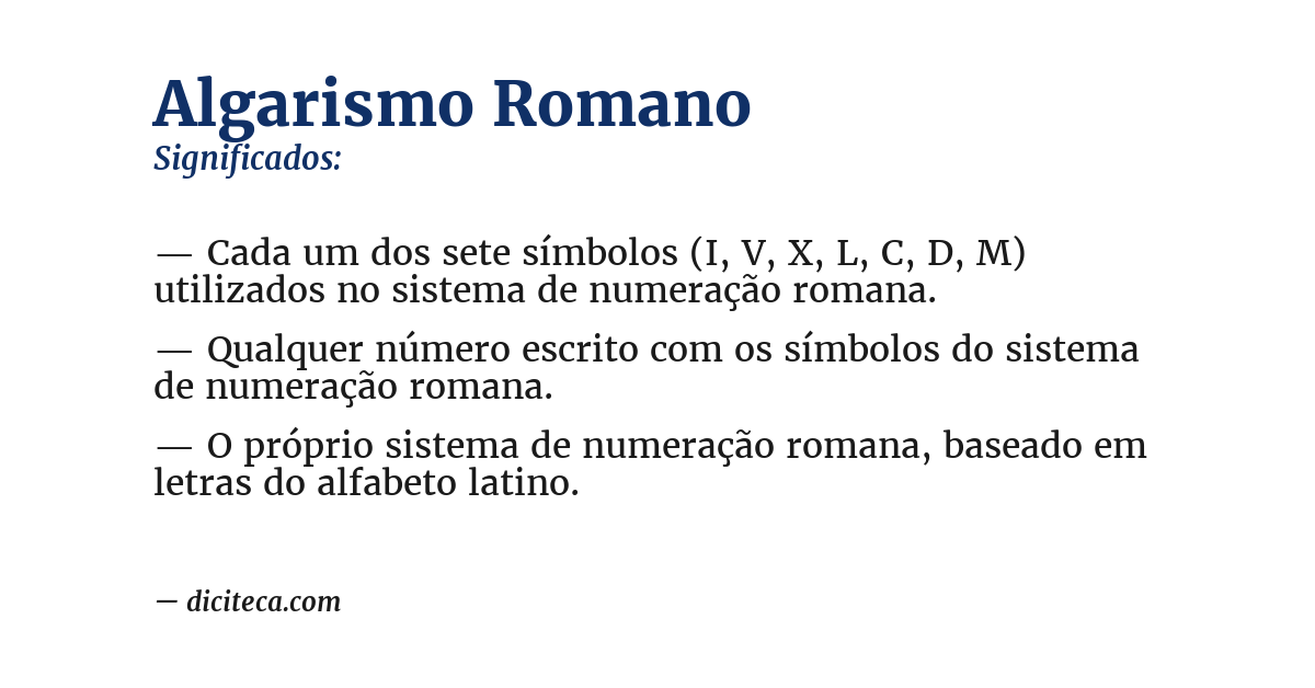 Significado de algarismo romano