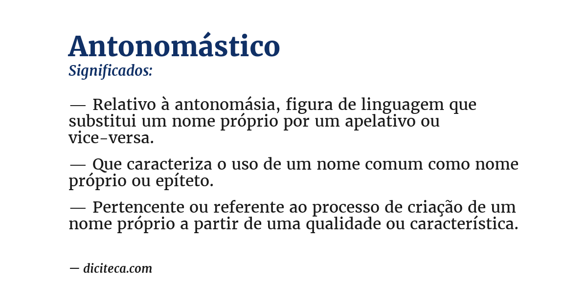 Significado de antonomástico