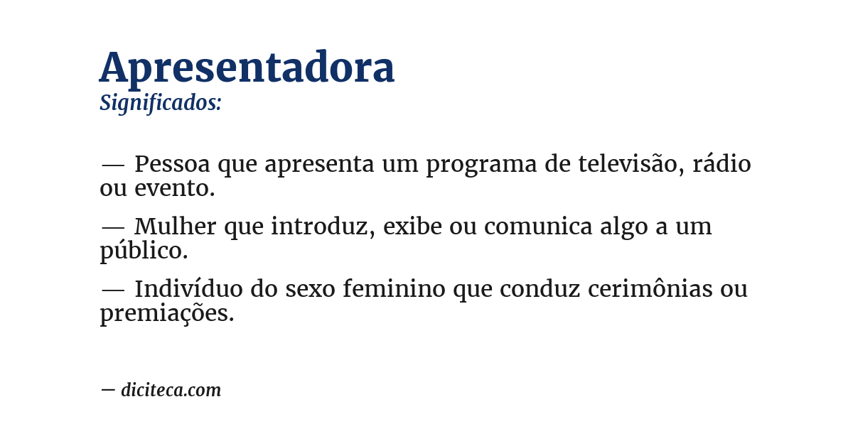 Significado de apresentadora