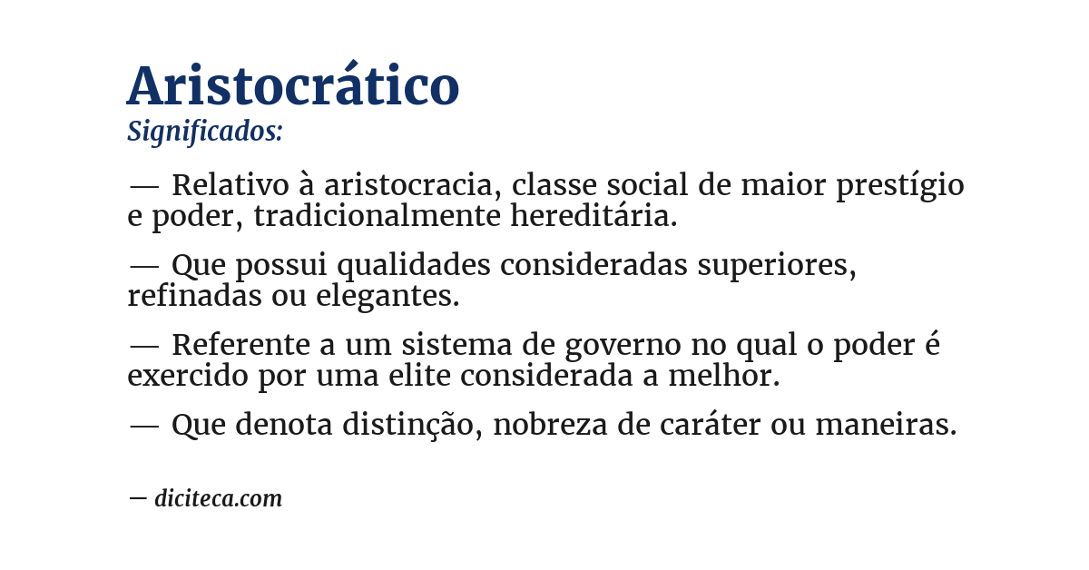 Significado de aristocrático
