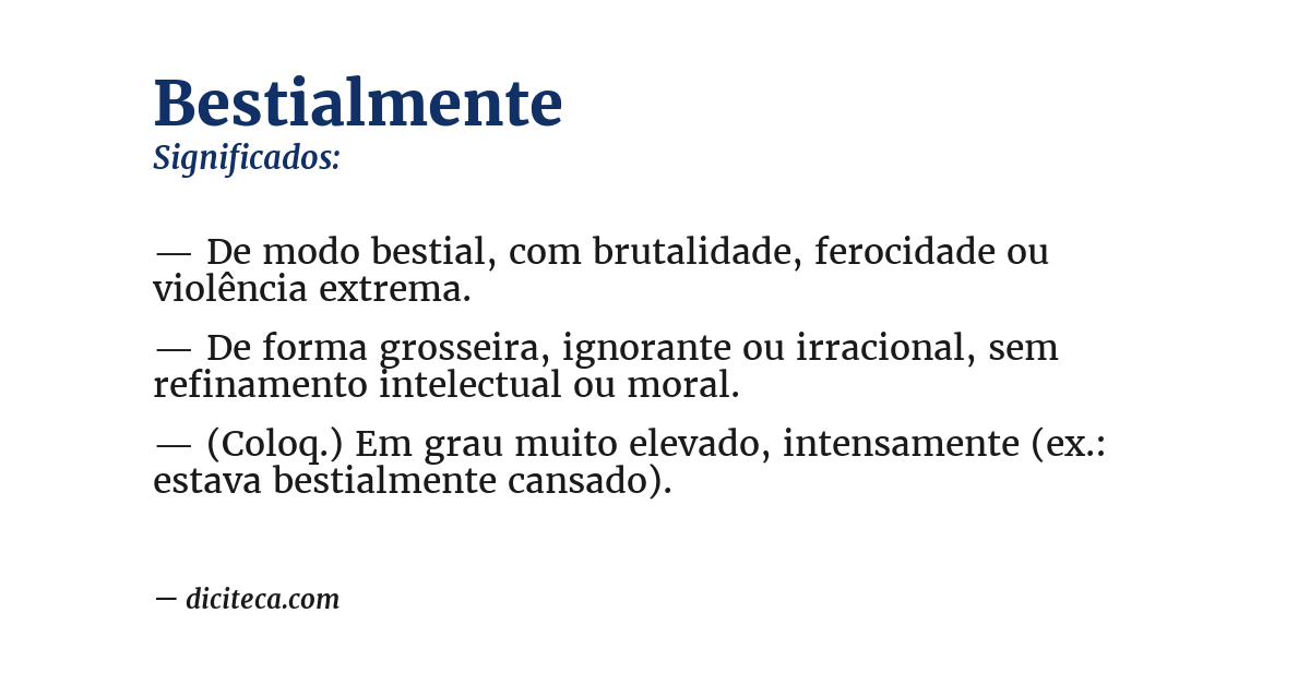 Significado de bestialmente