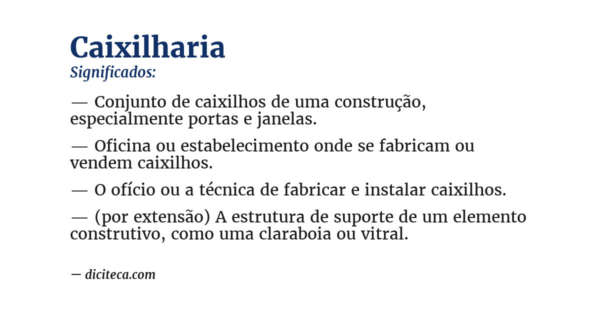Significado de caixilharia