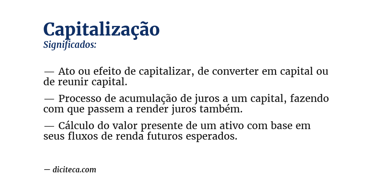 Significado de capitalização