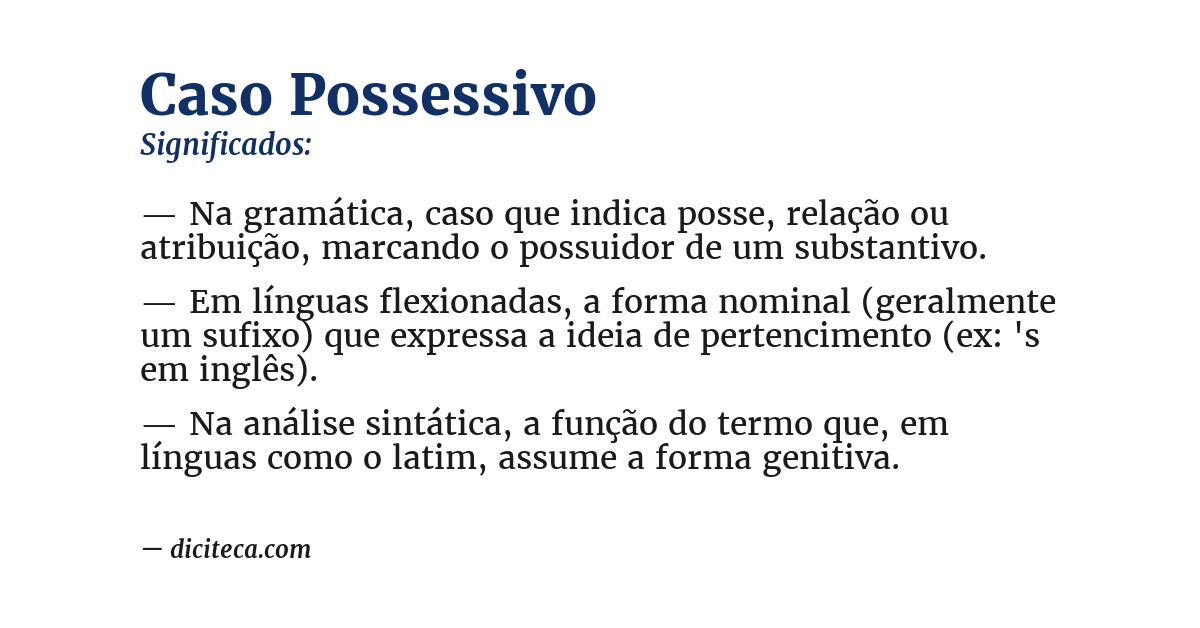 Significado de caso possessivo