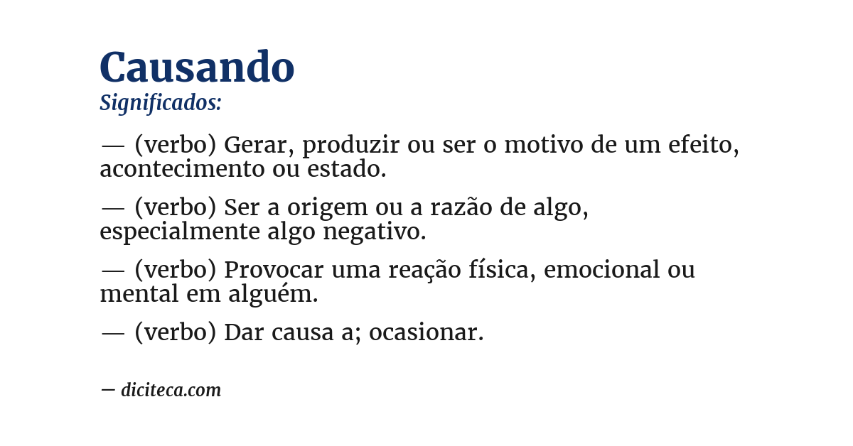 Significado de causando