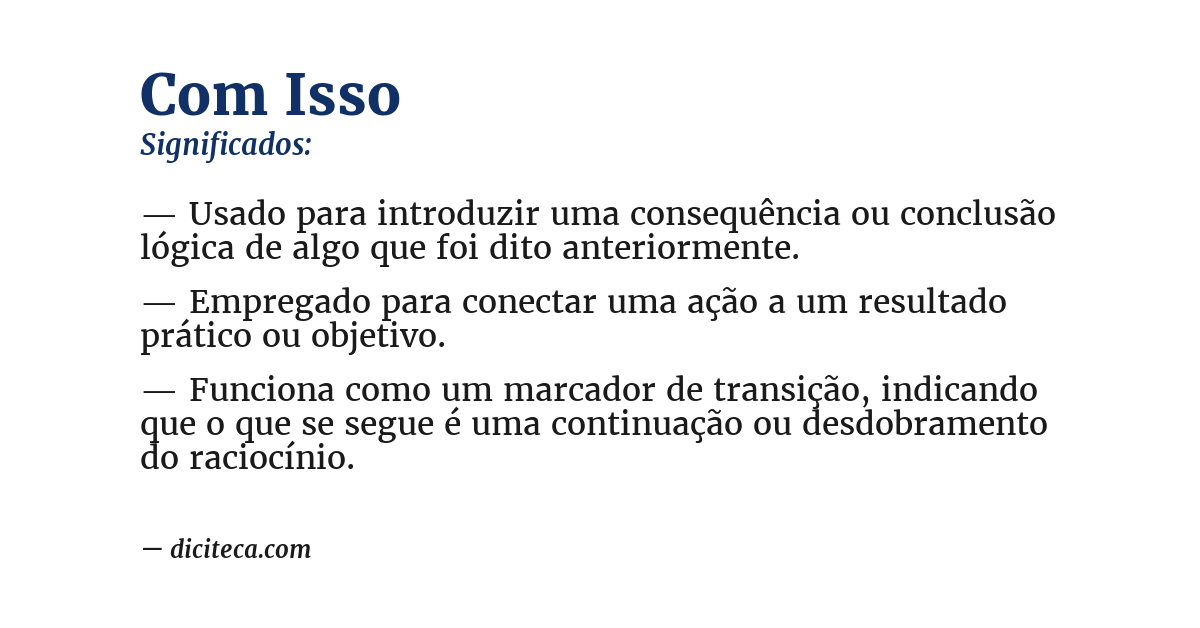 Significado de com isso