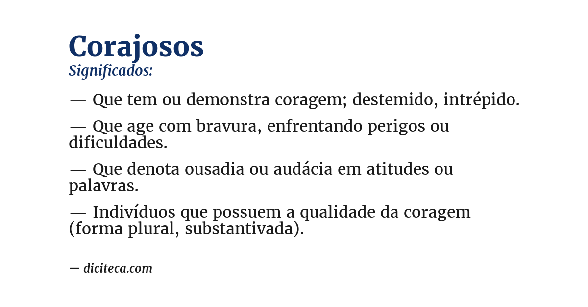 Significado de corajosos