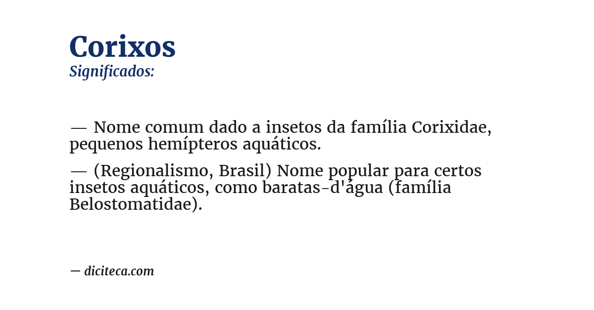 Significado de corixos