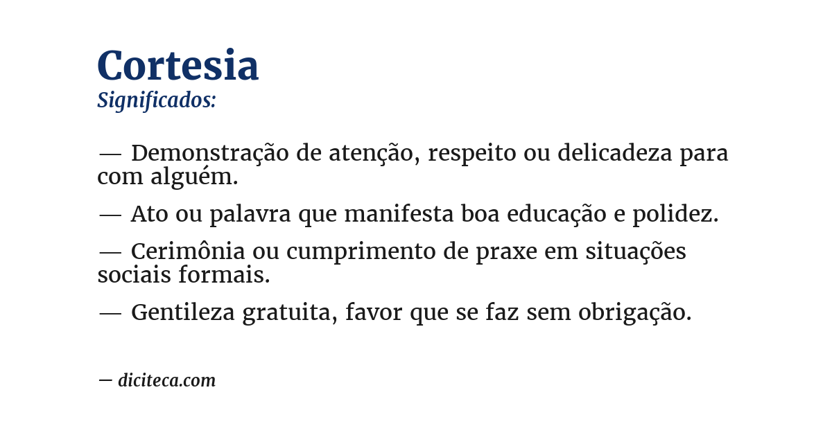 Significado de cortesia