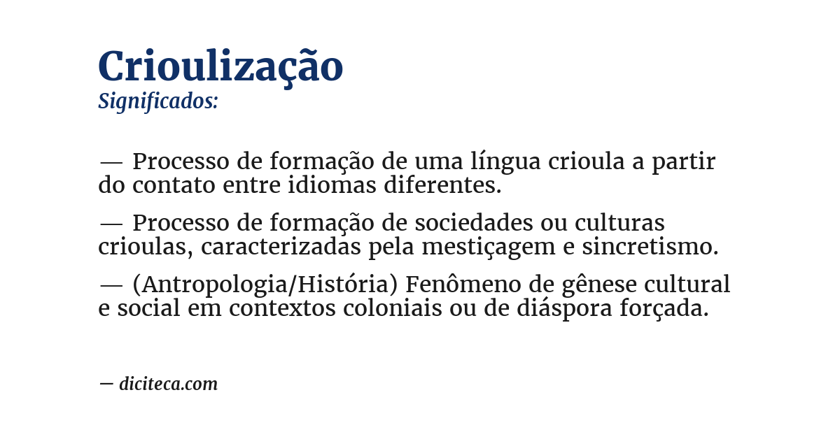 Significado de crioulização