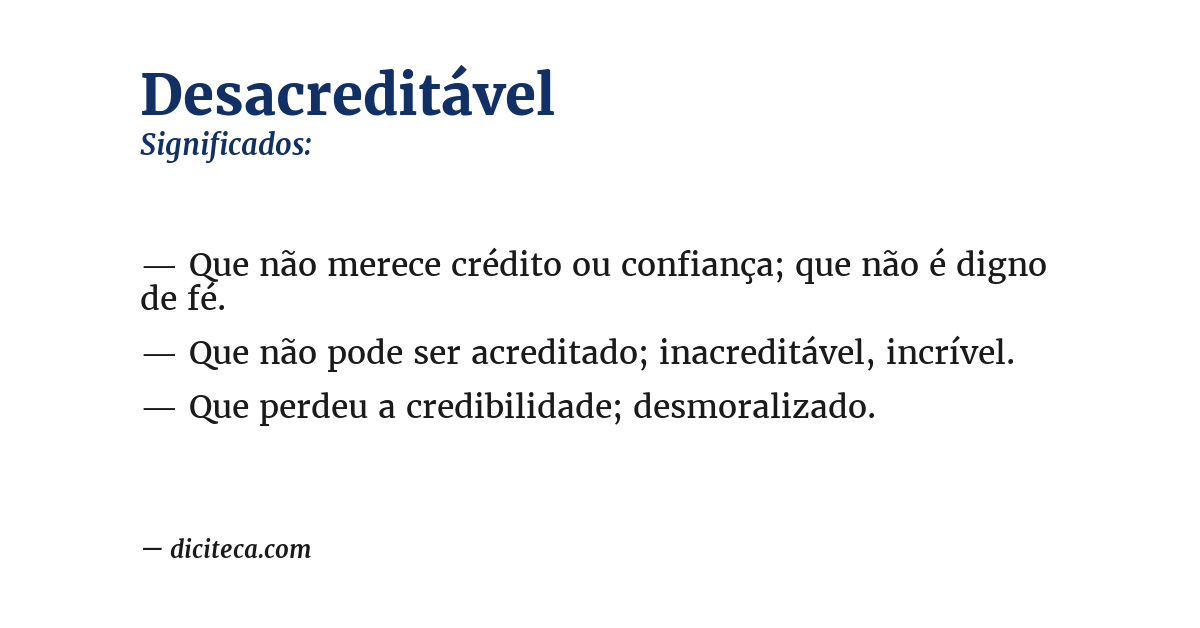 Significado de desacreditável