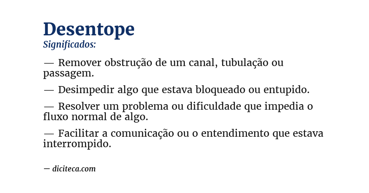 Significado de desentope