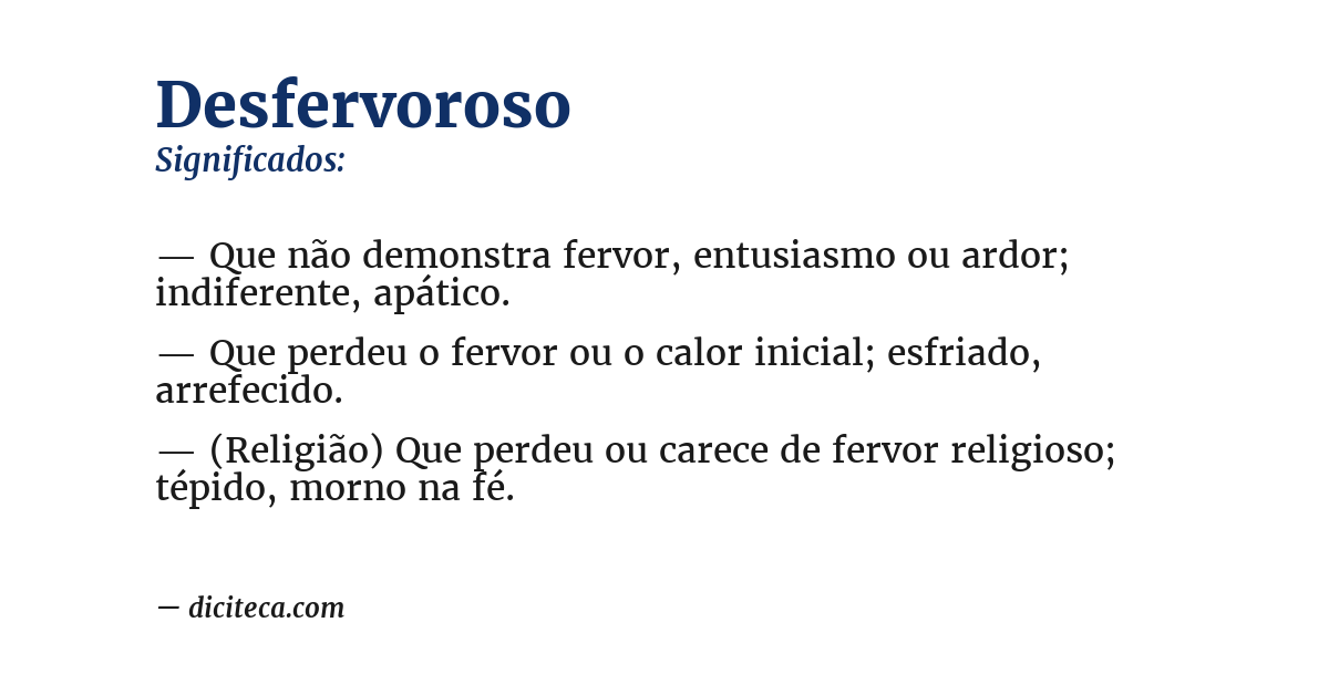 Significado de desfervoroso