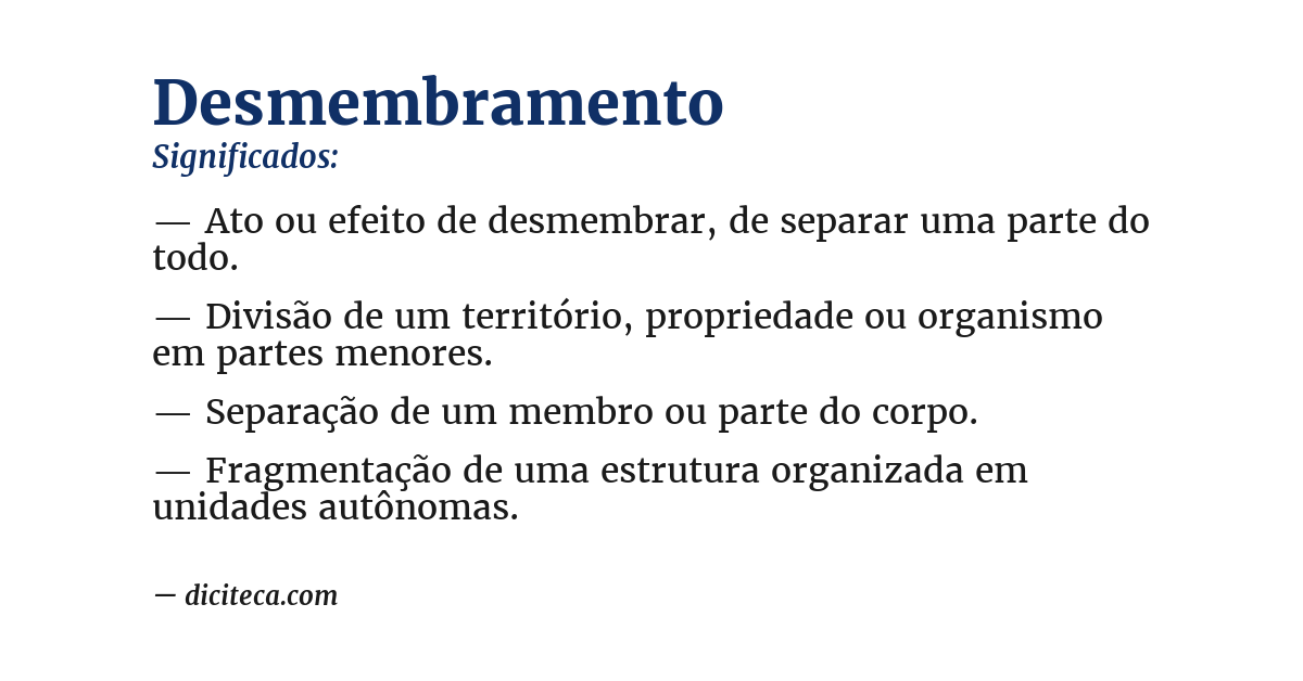 Significado de desmembramento