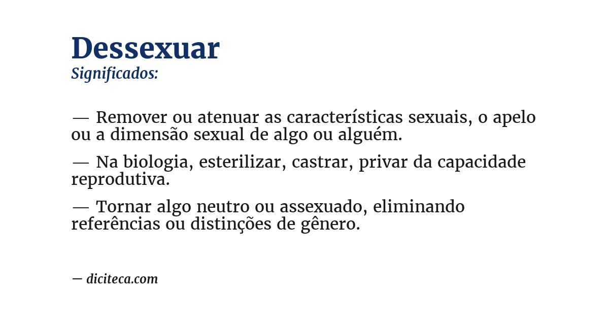 Significado de dessexuar