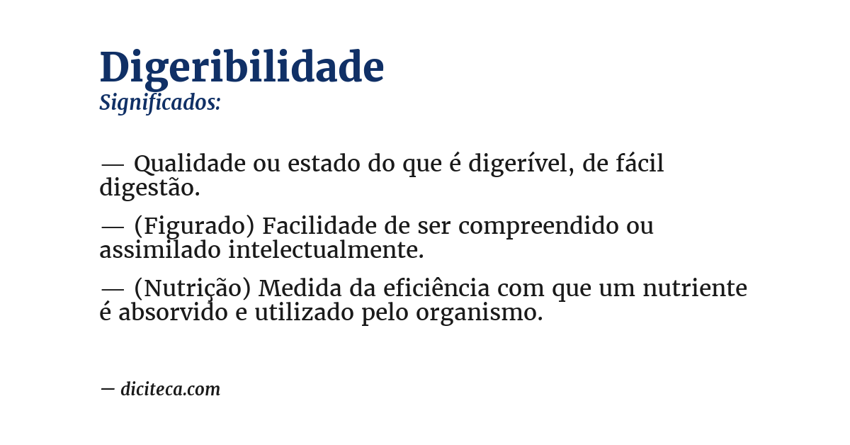 Significado de digeribilidade