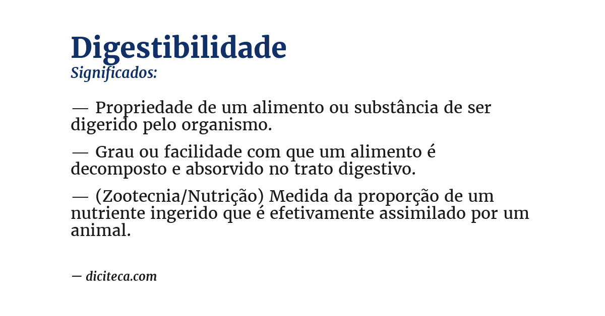 Significado de digestibilidade