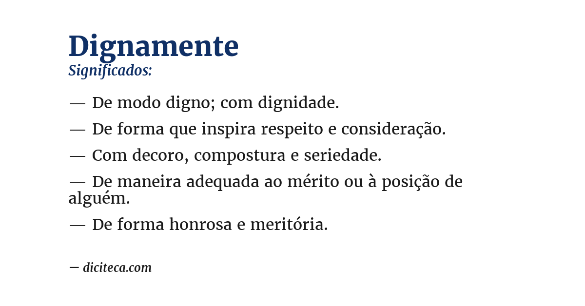 Significado de dignamente