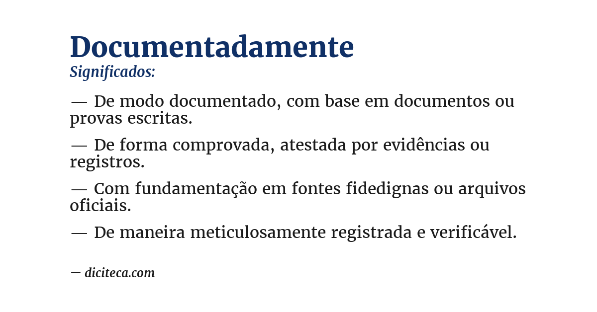 Significado de documentadamente