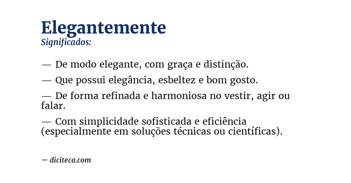 Significado de elegantemente