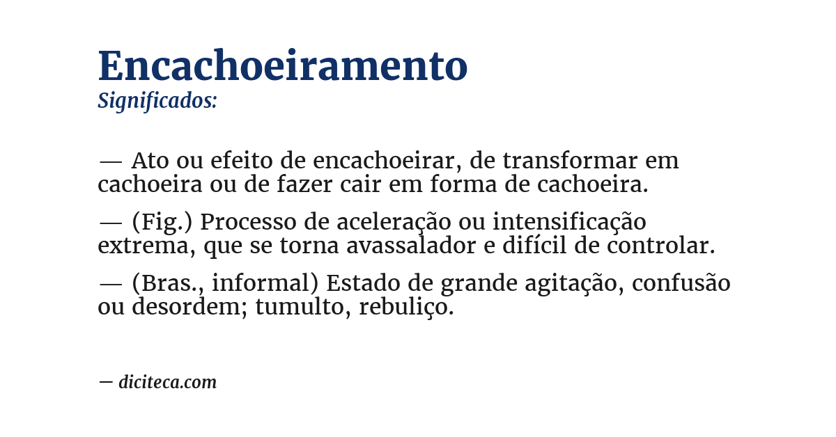 Significado de encachoeiramento