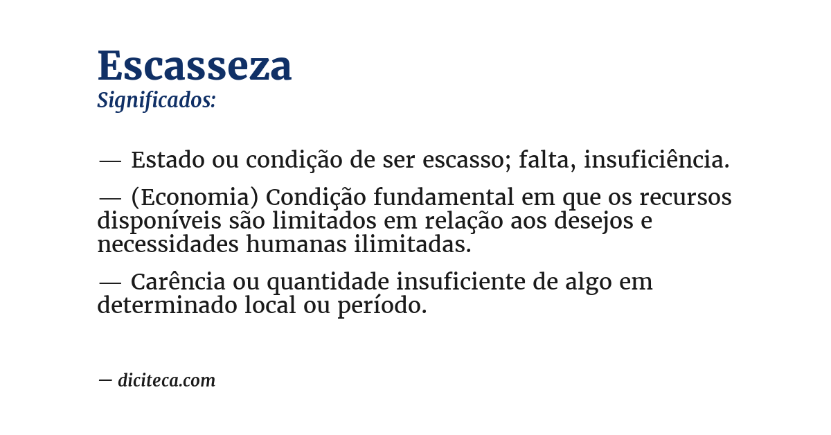 Significado de escasseza