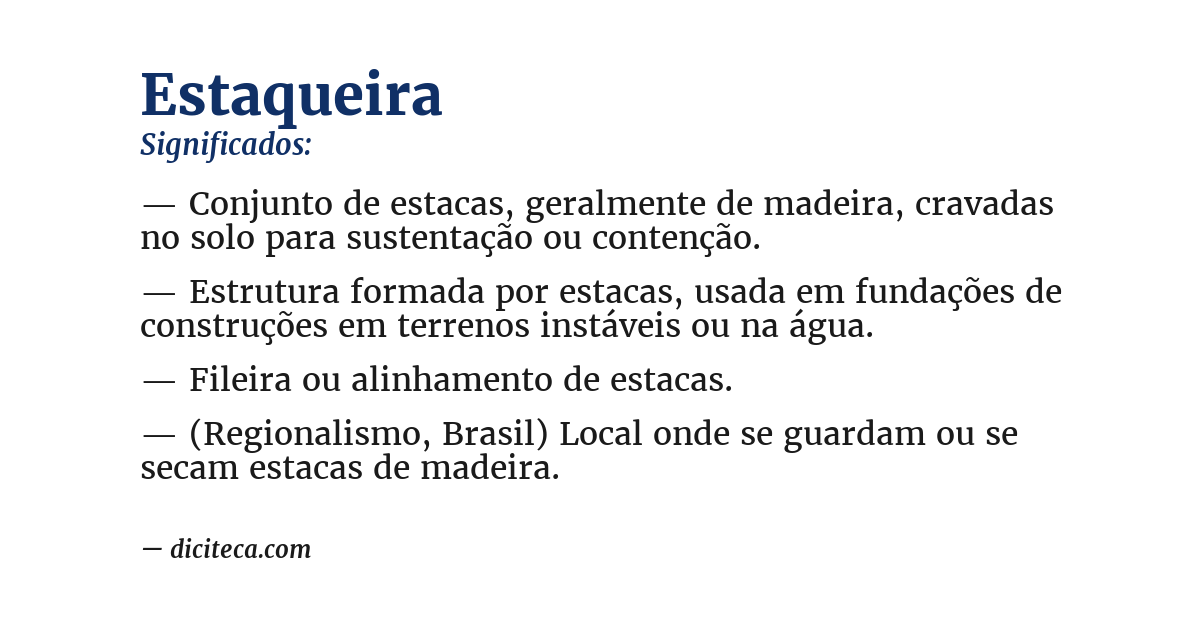 Significado de estaqueira
