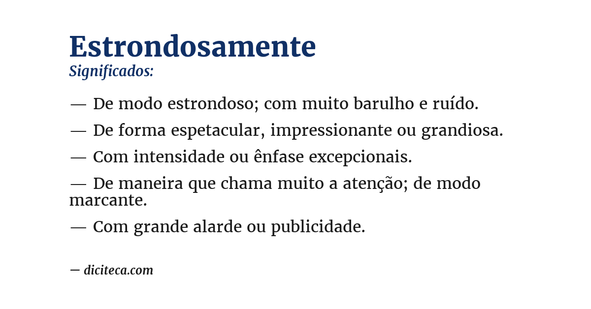 Significado de estrondosamente