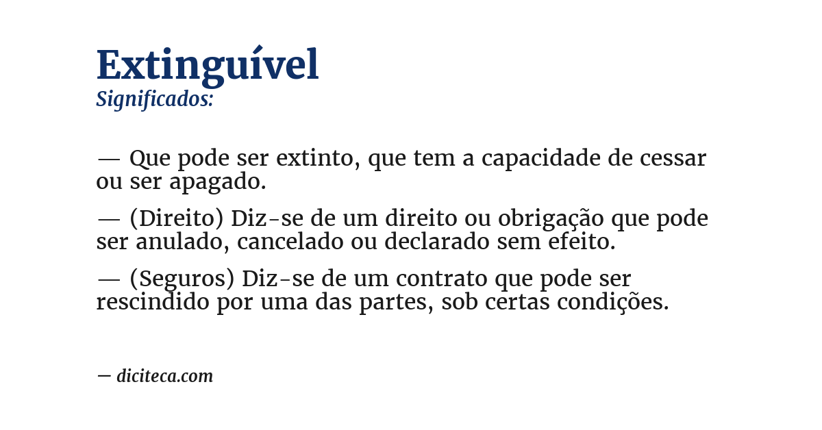 Significado de extinguível