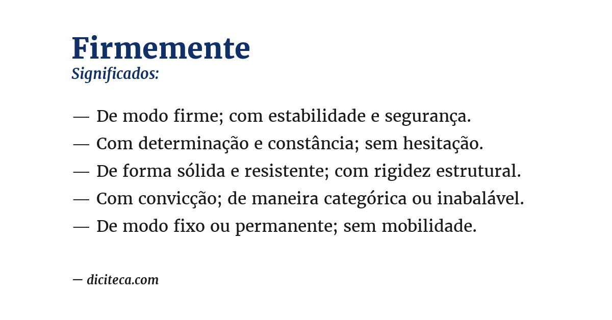 Significado de firmemente