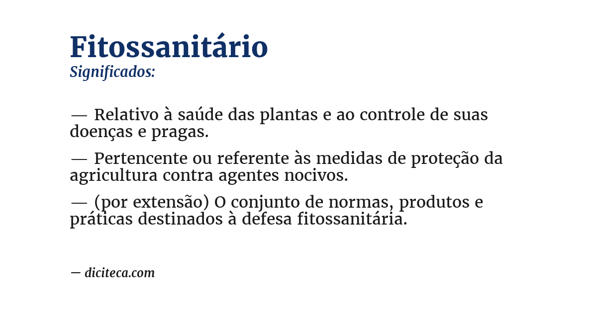 Significado de fitossanitário