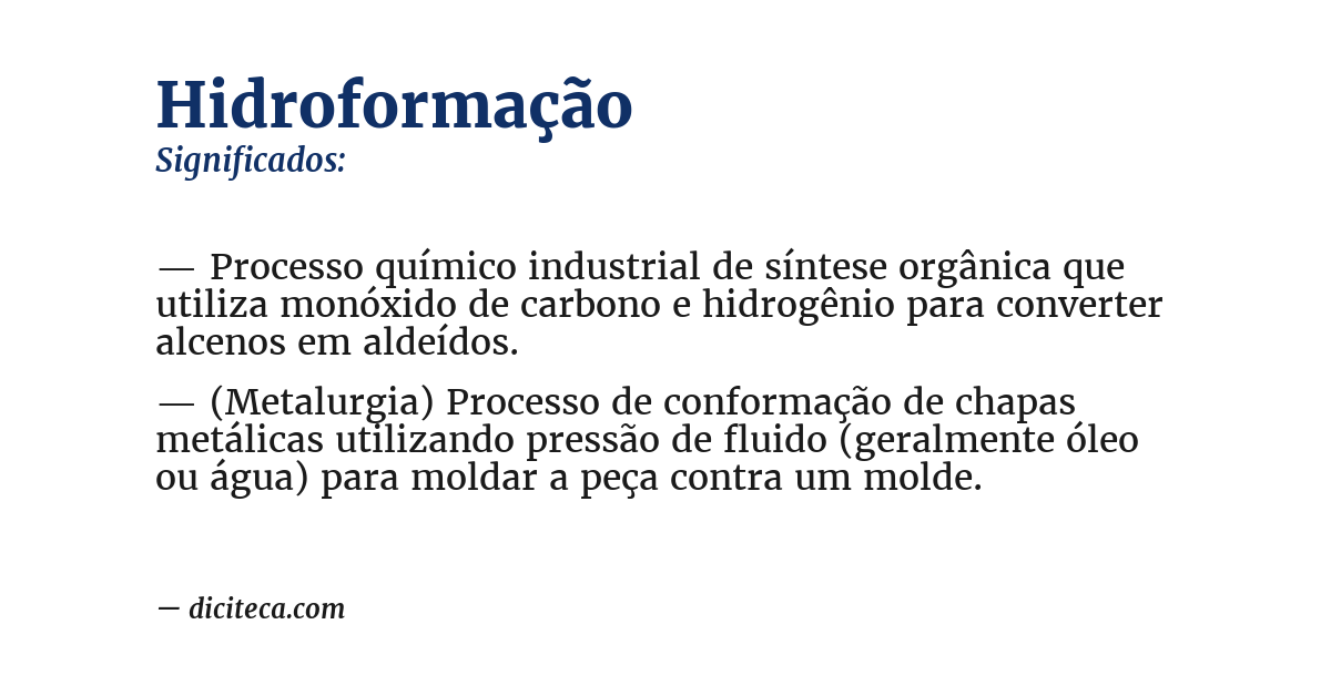 Significado de hidroformação