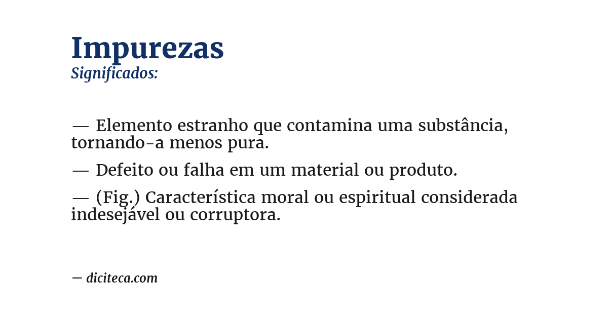Significado de impurezas