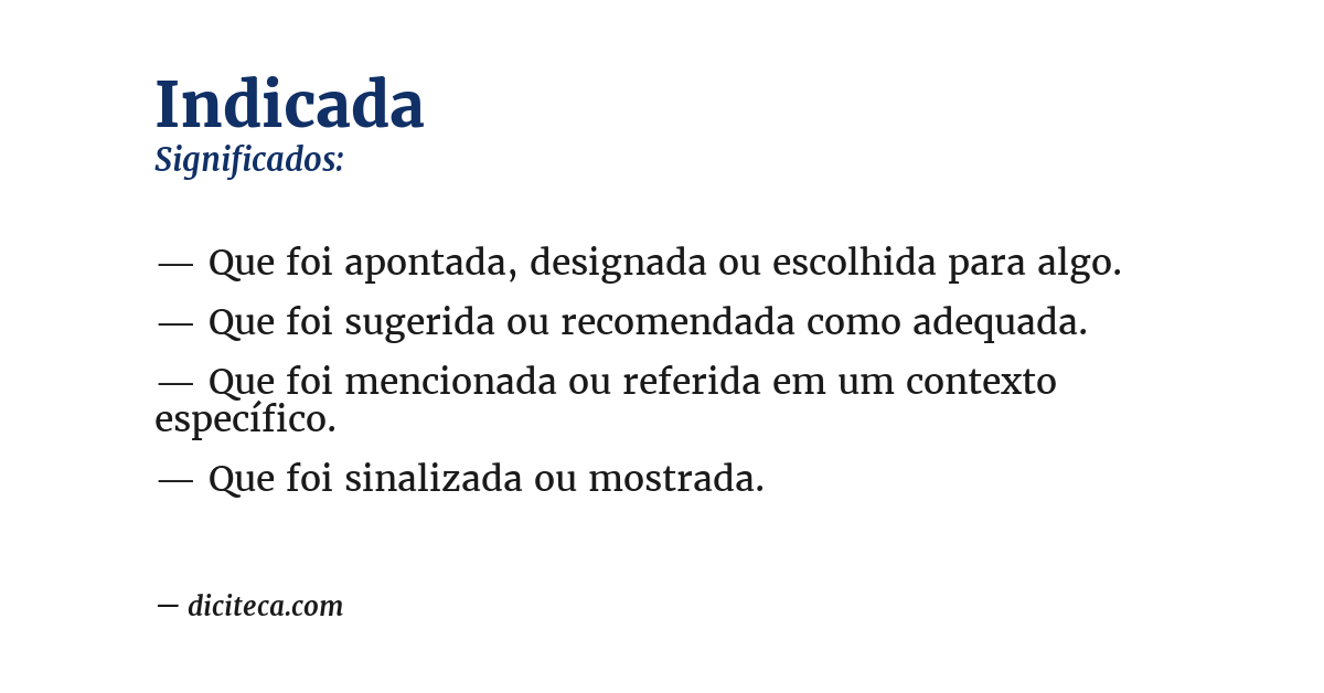Significado de indicada