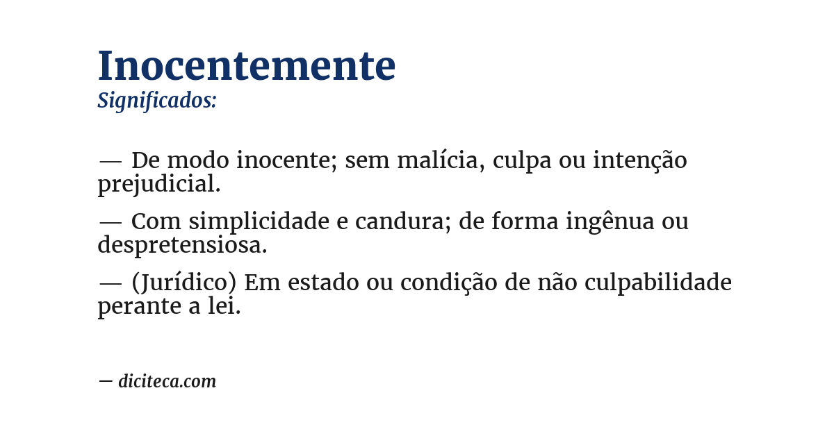 Significado de inocentemente
