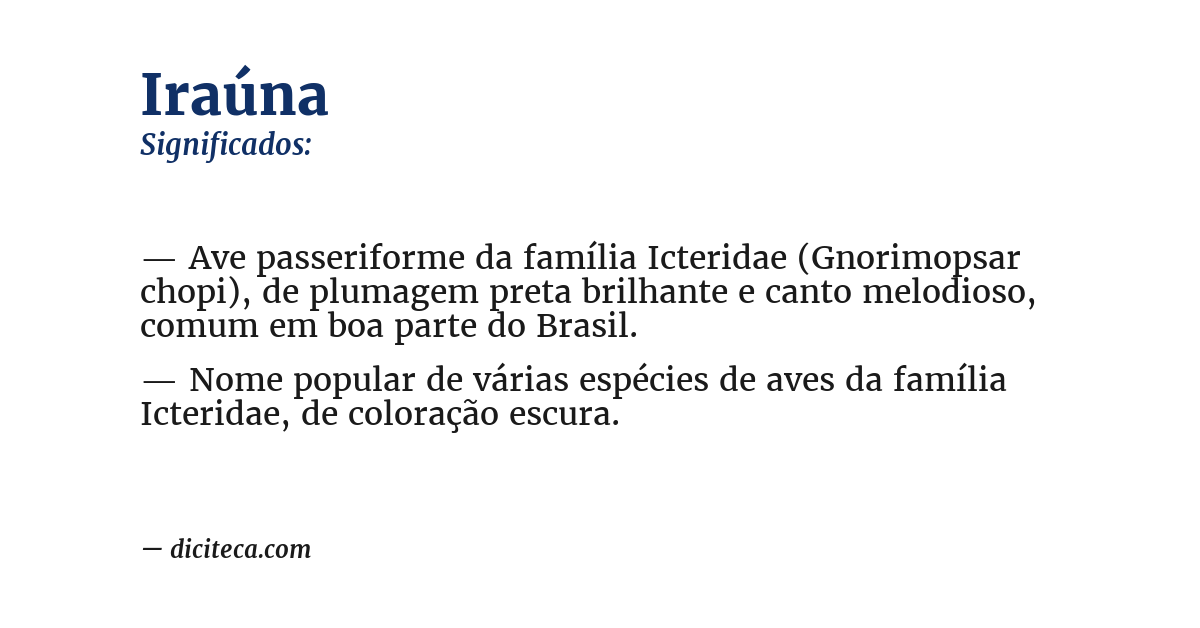 Significado de iraúna