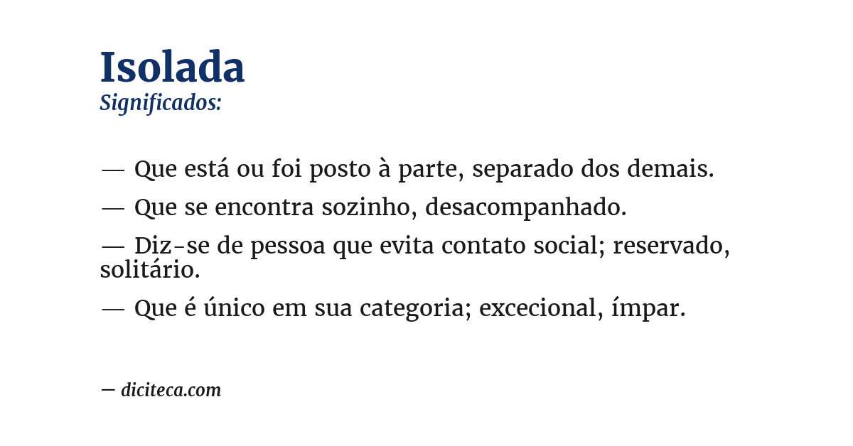 Significado de isolada