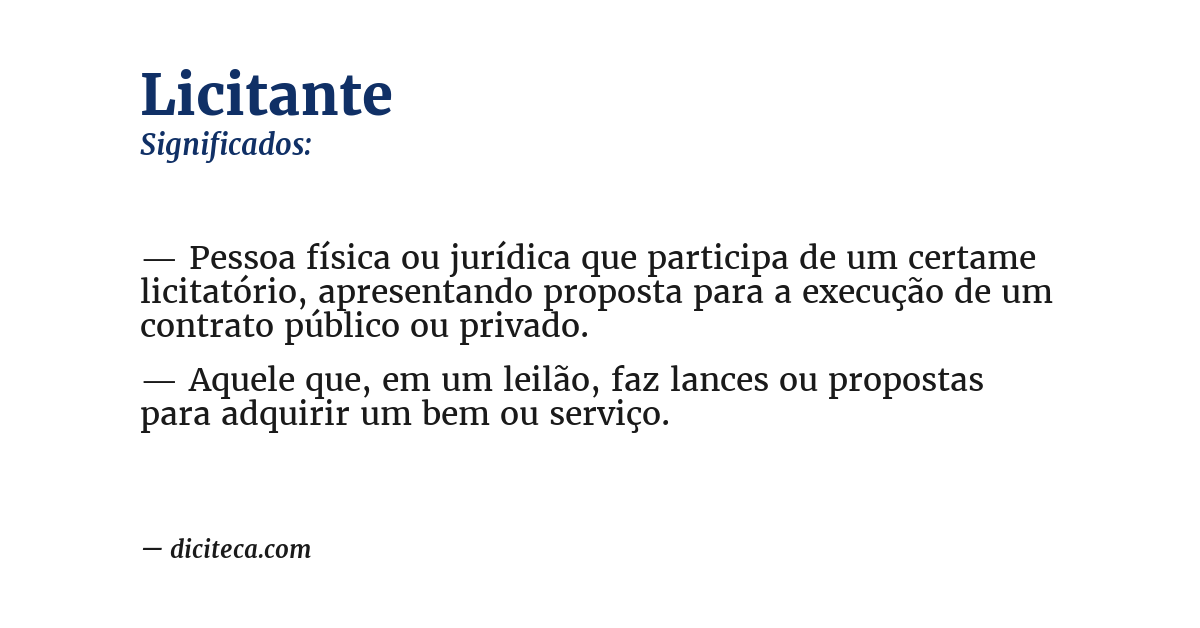 Significado de licitante