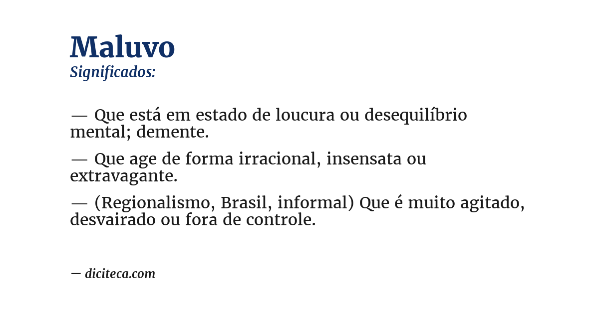 Significado de maluvo