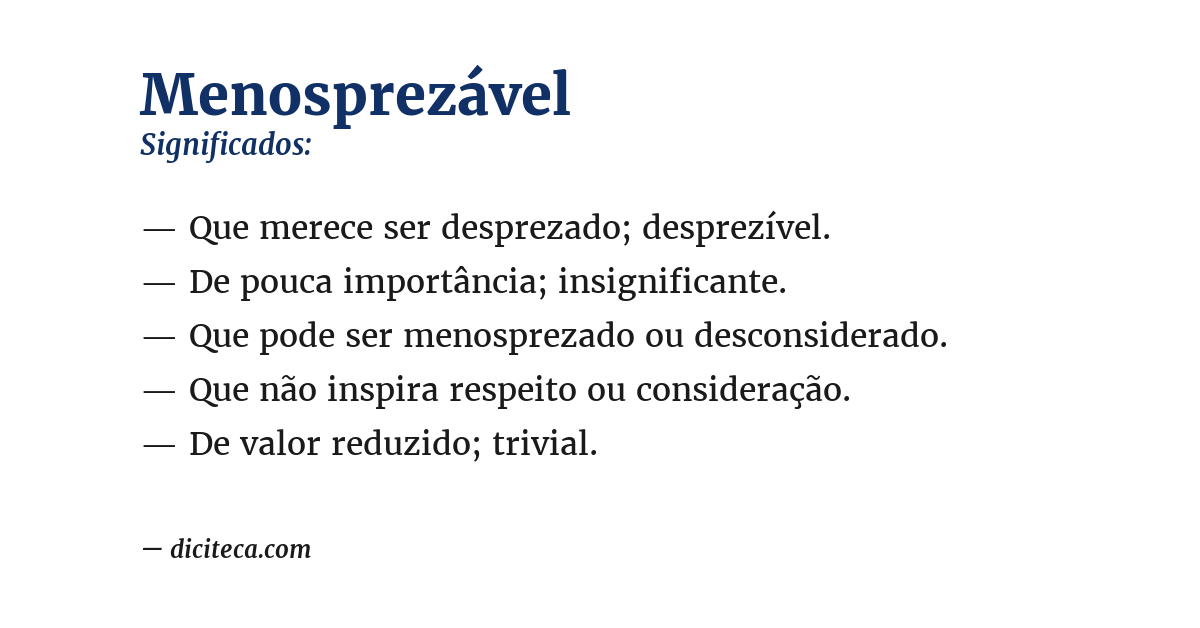 Significado de menosprezável