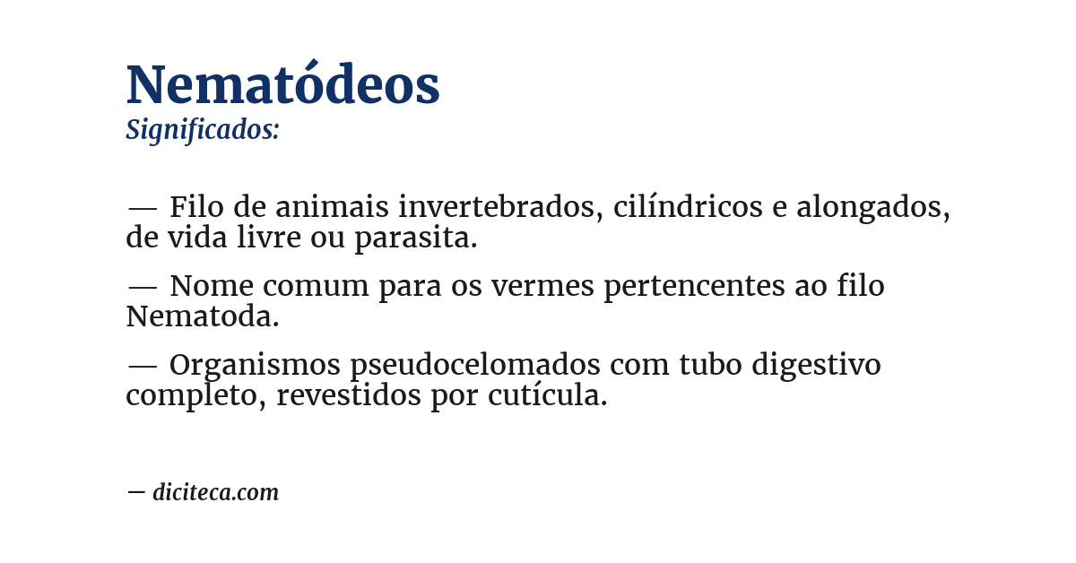 Significado de nematódeos