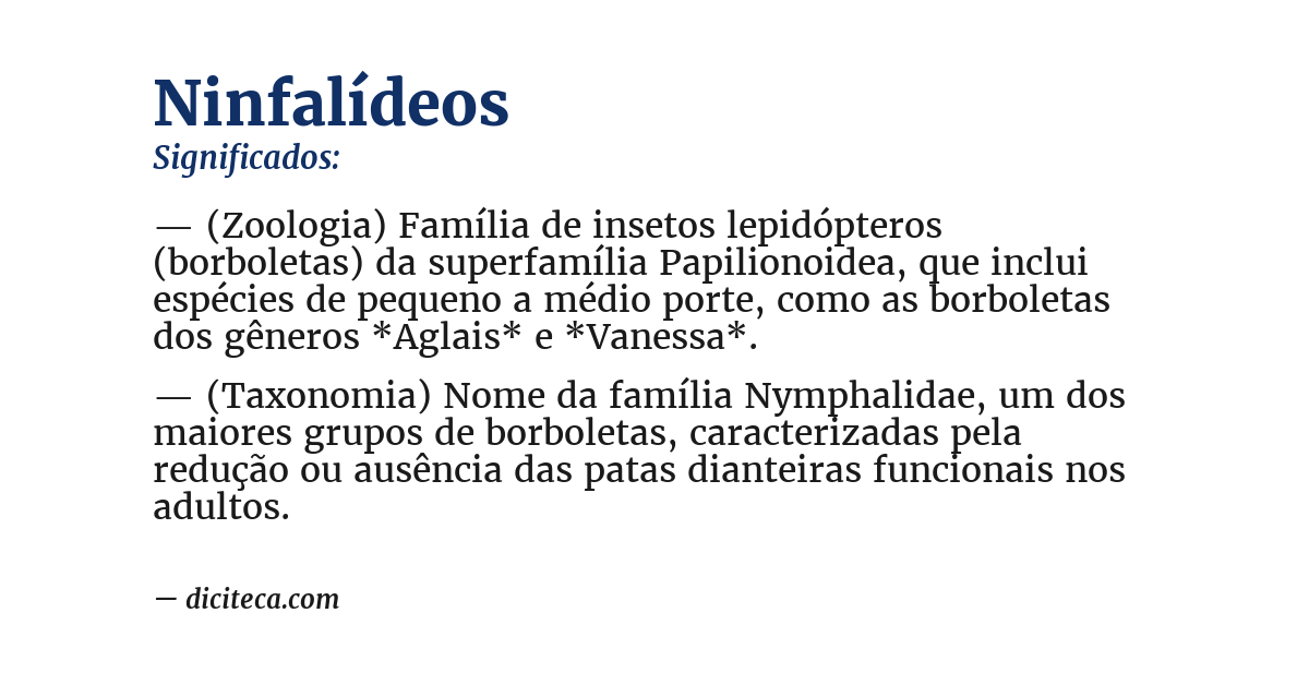 Significado de ninfalídeos